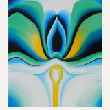 Blue Flower Print, Georgia O'Keeffe Pastel Floral Wall Art Print