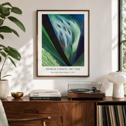 MerchFuse Georgia O'Keeffe Blue and Green Music – 1921 Modernist art print with fine art character
