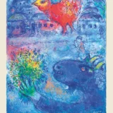 Marc Chagall Blue Goat and Red Rooster 1974 Surrealist Art Print