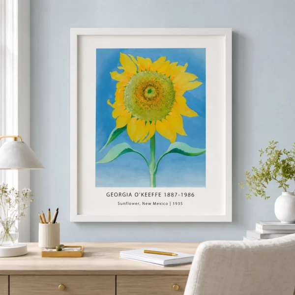 Sunflower New Mexico Print, O'Keeffe Bright Floral Wall Art Print