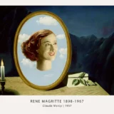 Claude Marcy Print, Magritte Mirror Portrait Surrealist Art