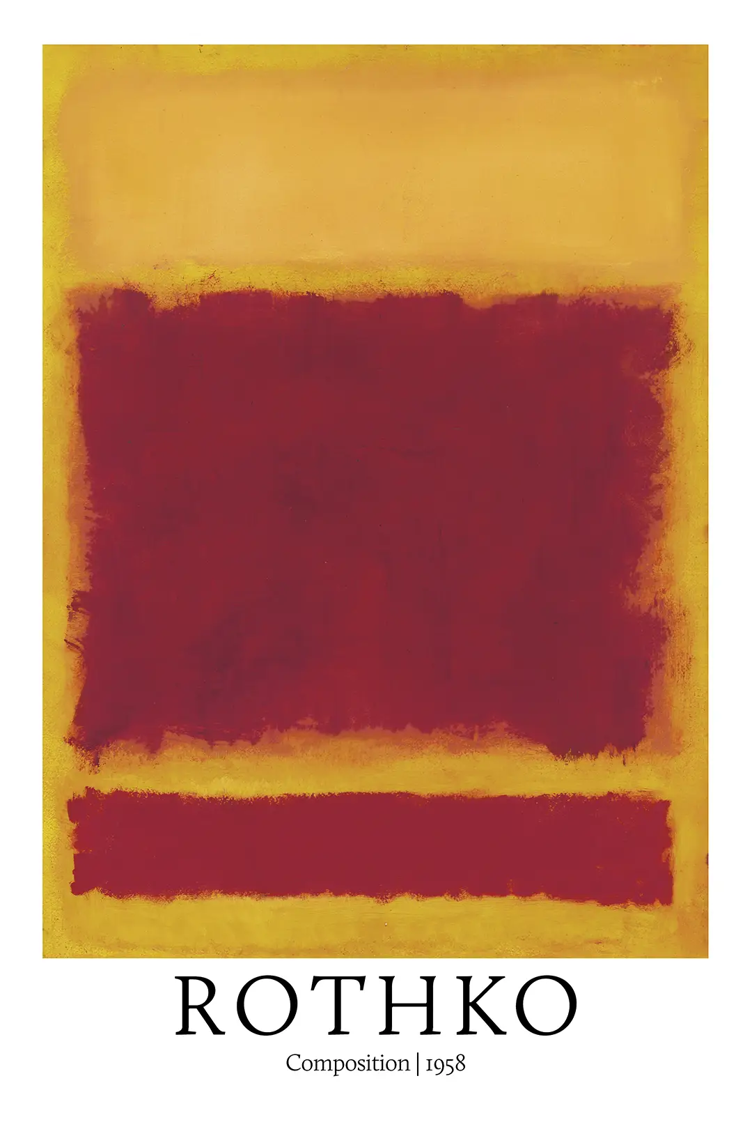 Classic Rothko Exhibition Poster - 1958 Abstract Color Field Wall Art Rothko Exhibition Poster Showing 1958 Composition With Red And Yellow Rectangular Blocks On Museum-Grade Matte Paper.