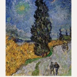 Country Road in Provence by Night, Van Gogh Exhibition Art Print