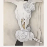 Calico Roses Print, O'Keeffe Cow Skull Floral Wall Art Print