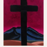 Black Cross Print, O'Keeffe Red Sky New Mexico Wall Art Print