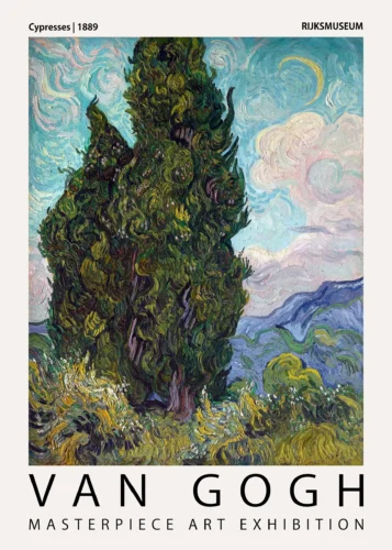 Van Gogh Cypresses 1889 Exhibition Impressionist Art Print