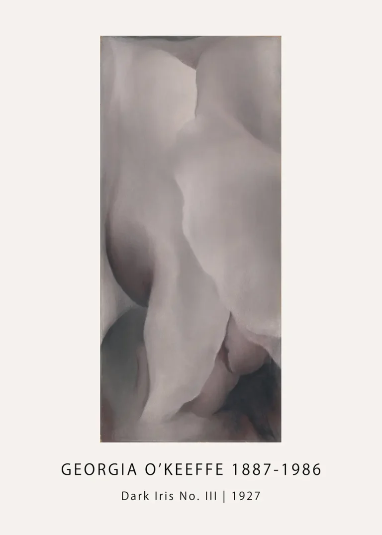 Georgia O'Keeffe Iris Print depicting the abstract grey and white petals of Dark Iris No. III from 1927.