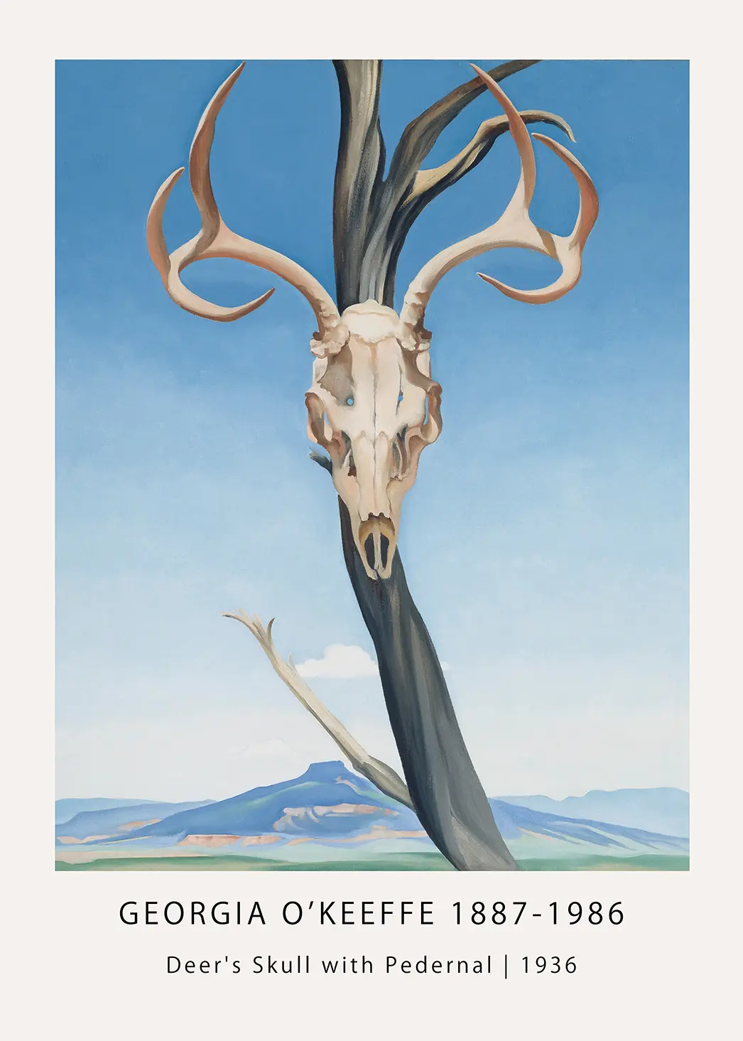 Georgia O'Keeffe Wall Art - Deer'S Skull With Pedernal 1936 Print Georgia O'Keeffe Wall Art - Deer'S Skull With Pedernal 1936 Print