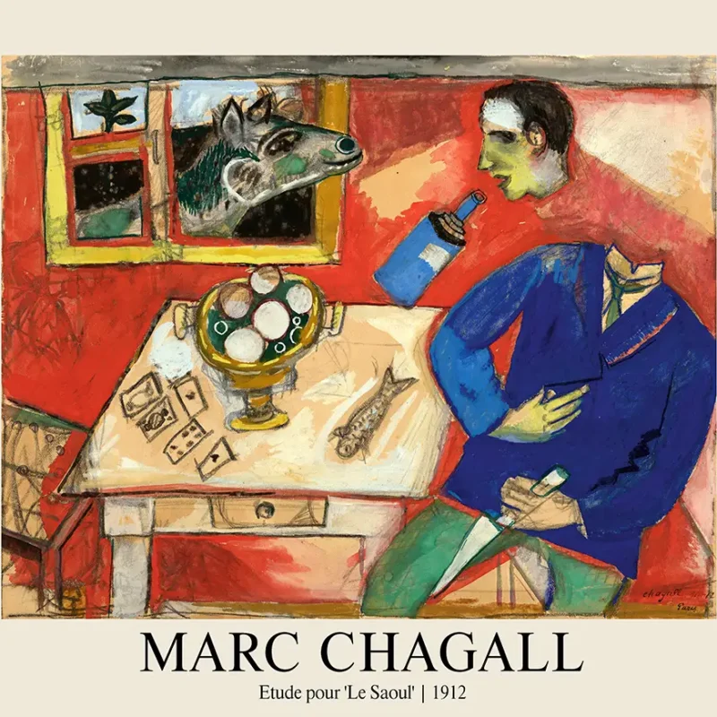 Marc Chagall Art Print - Authentic Le Saoul 1912 Cubist Surrealism Wall Art