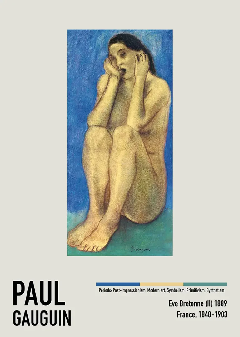 Paul Gauguin Eve Bretonne — seated nude figure with hands to her face captures a raw sense of