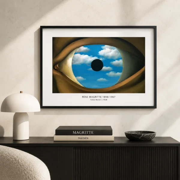 False Mirror Print, Rene Magritte Surreal Eye Wall Art Print