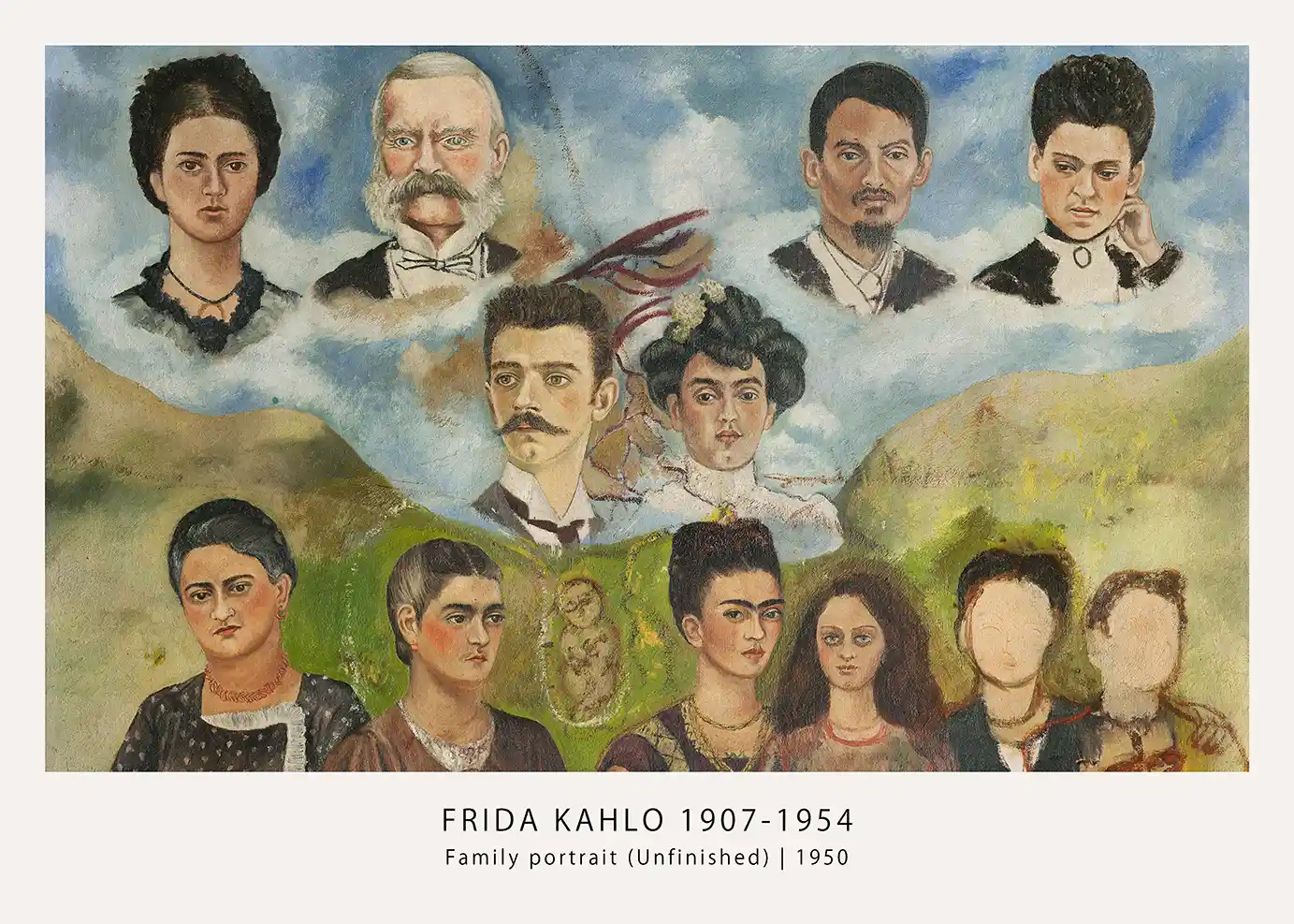 Family Portrait (1950) Frida Kahlo Unfinished Poster — Wall Art