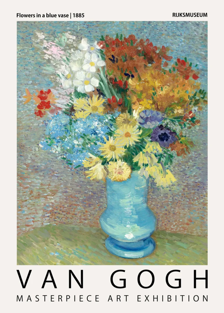 Flowers Vase 1885 — vibrant Impressionist art print featuring a bouquet of colorful daisies