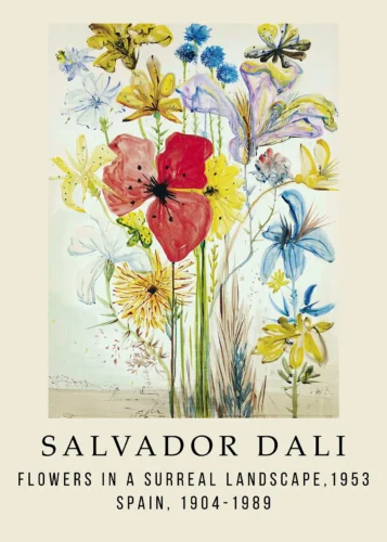 Salvador Dali Flowers in a Surreal Landscape Art Print
