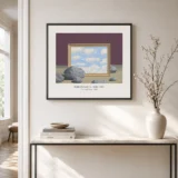 Magritte High Tide Poster, Stones and Sky Surreal Wall Art Print