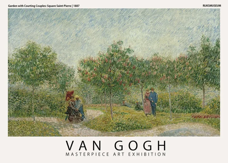 Garden Courting Couples — impressionist depiction of couples strolling through Square