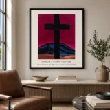 Black Cross Print, O'Keeffe Red Sky New Mexico Wall Art Print