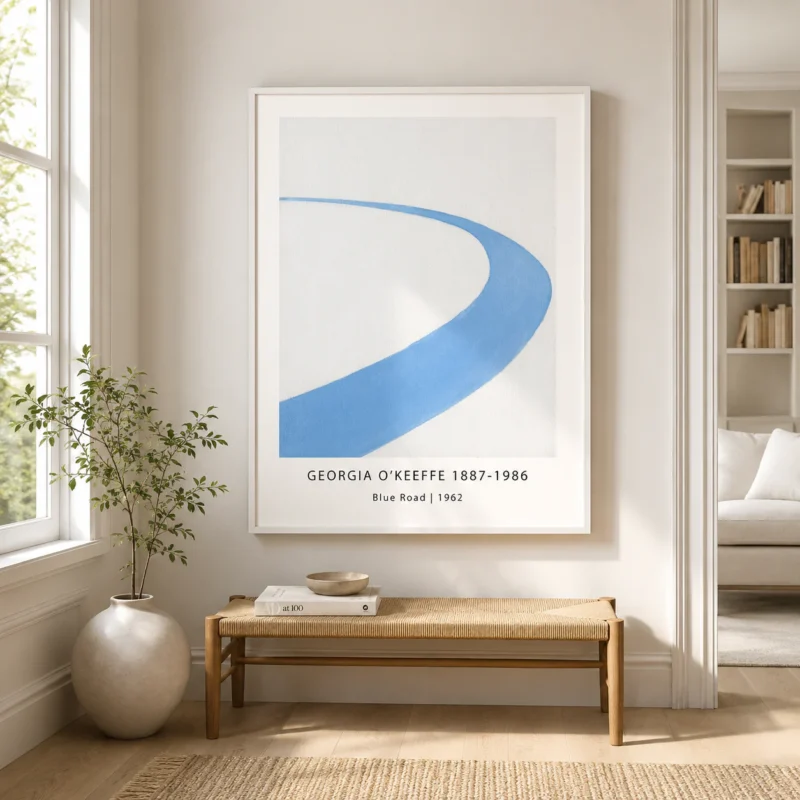Blue Road Print, Georgia O'Keeffe Minimal Abstract Wall Art Print