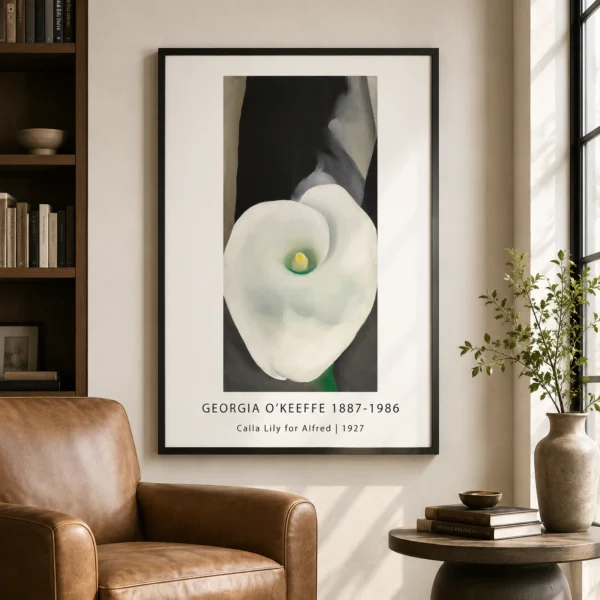 Calla Lily Print, Georgia O'Keeffe White Floral Version 7 Alternate 1 Wall Art Print