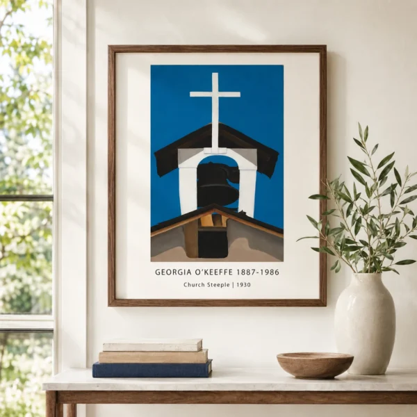 Church Steeple Print, O'Keeffe Adobe Architecture Wall Art Print