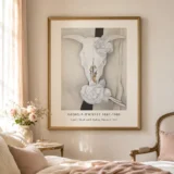 Calico Roses Print, O'Keeffe Cow Skull Floral Wall Art Print