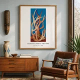 Deer Horns Print, O'Keeffe Blue Desert Bone Wall Art Print