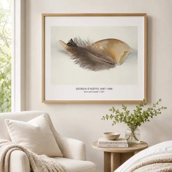 Horn and Feather Print, Georgia O'Keeffe Minimal Bone Art