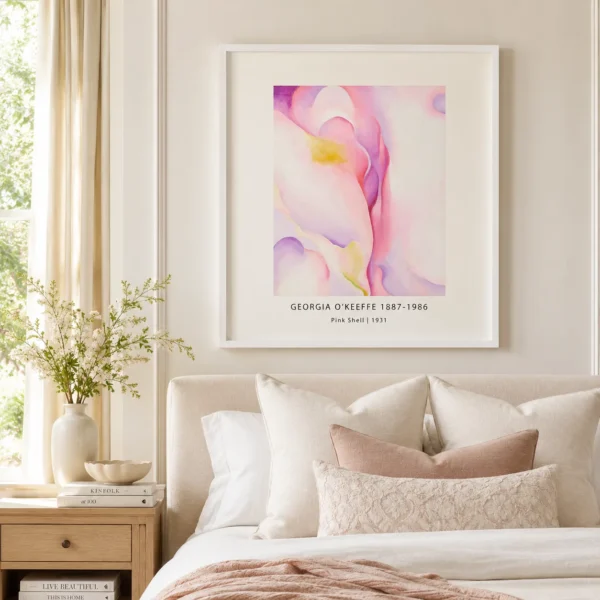 Pink Shell Art Print, Georgia O'Keeffe Soft Abstract Decor