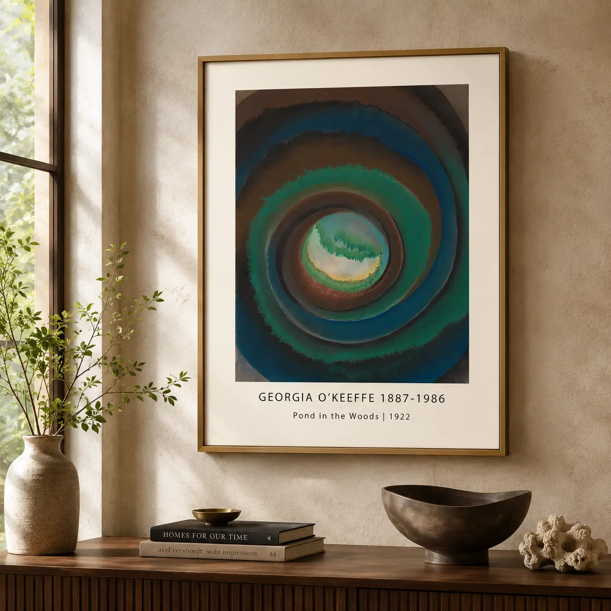 Pond Woods — pond in the Woods print with concentric green, teal, blue, and brown