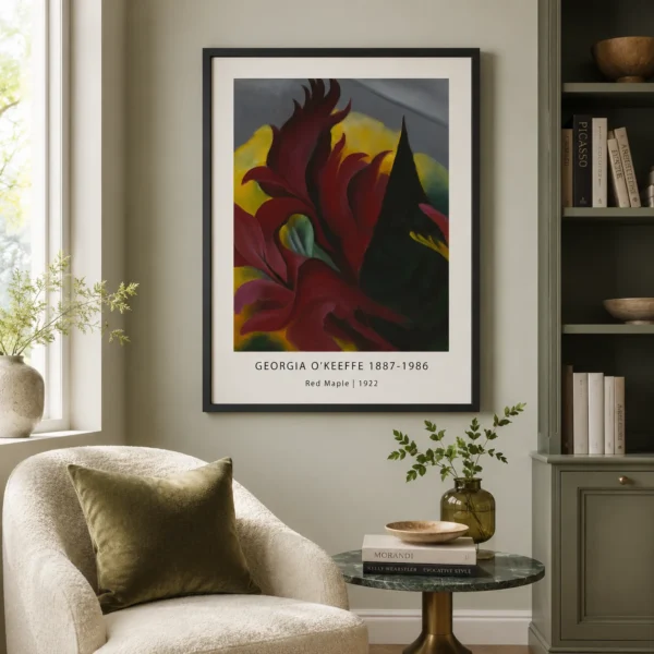 Red Maple Print, Georgia O'Keeffe Autumn Leaf Wall Art Print