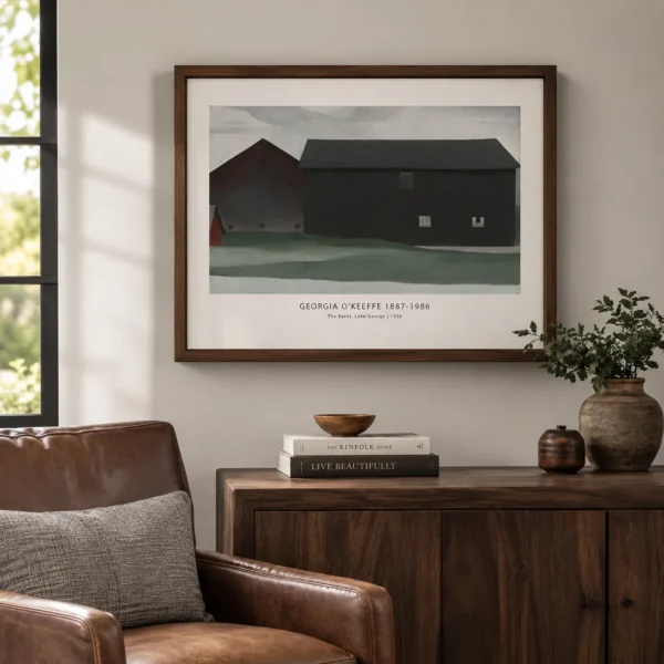 Lake George Print, Georgia O'Keeffe Barn Landscape Wall Art Print