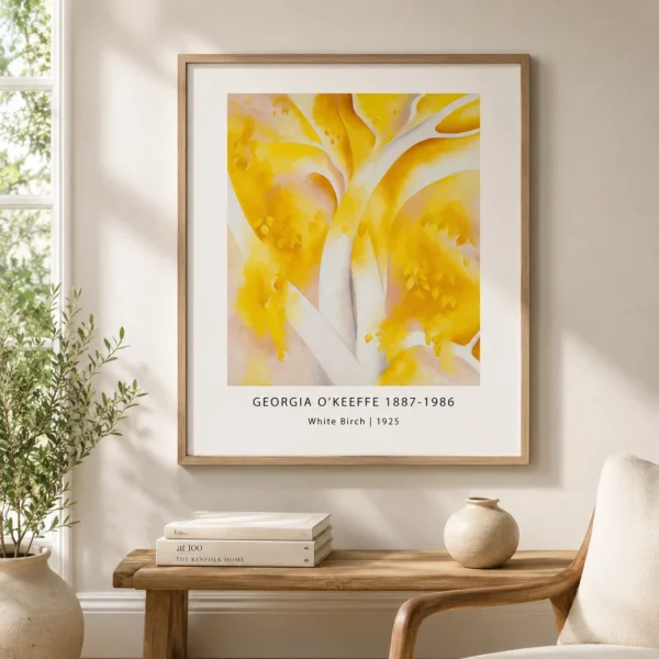 White Birch Print, Georgia O'Keeffe Yellow Tree Wall Art Print