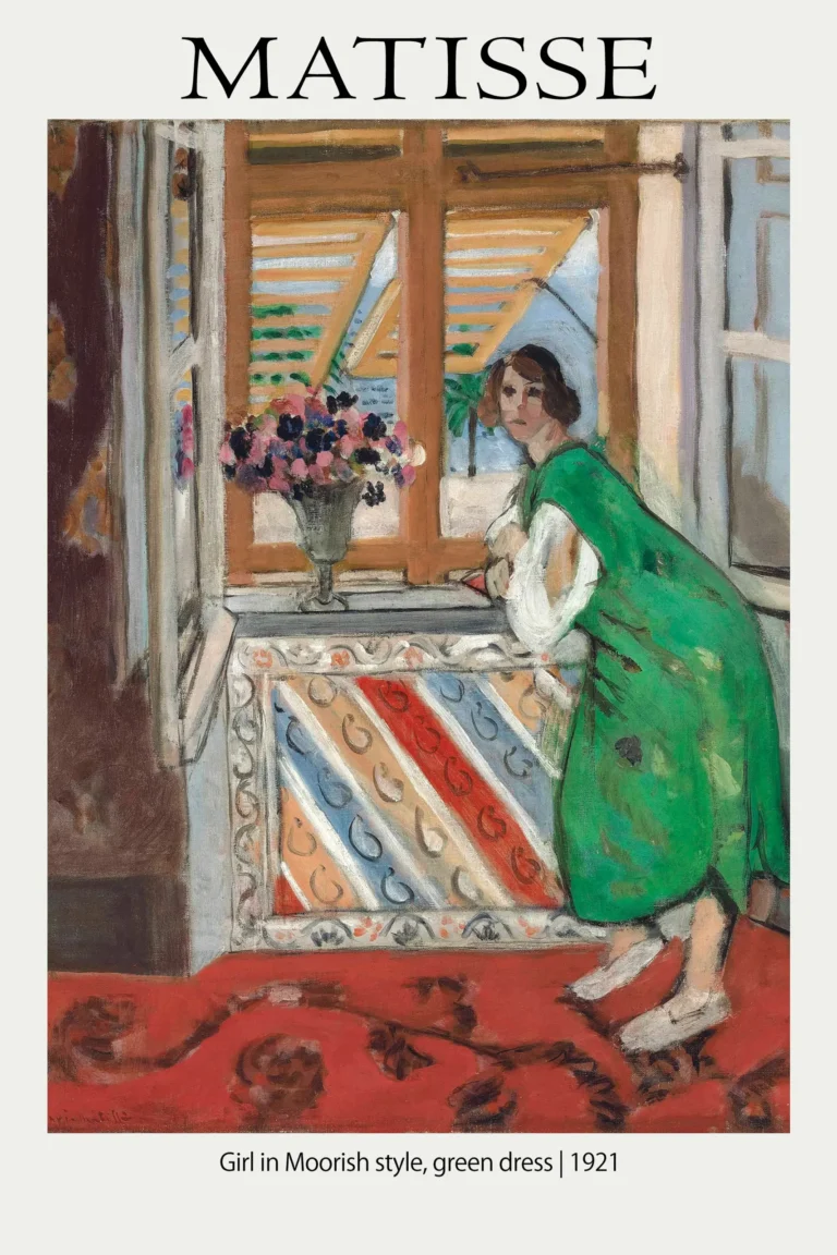 Henri Matisse Girl Moorish — henri Matisse exhibition poster featuring a woman in a green dress