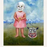 Girl with Death Mask 1938, Frida Kahlo Portrait Art Print