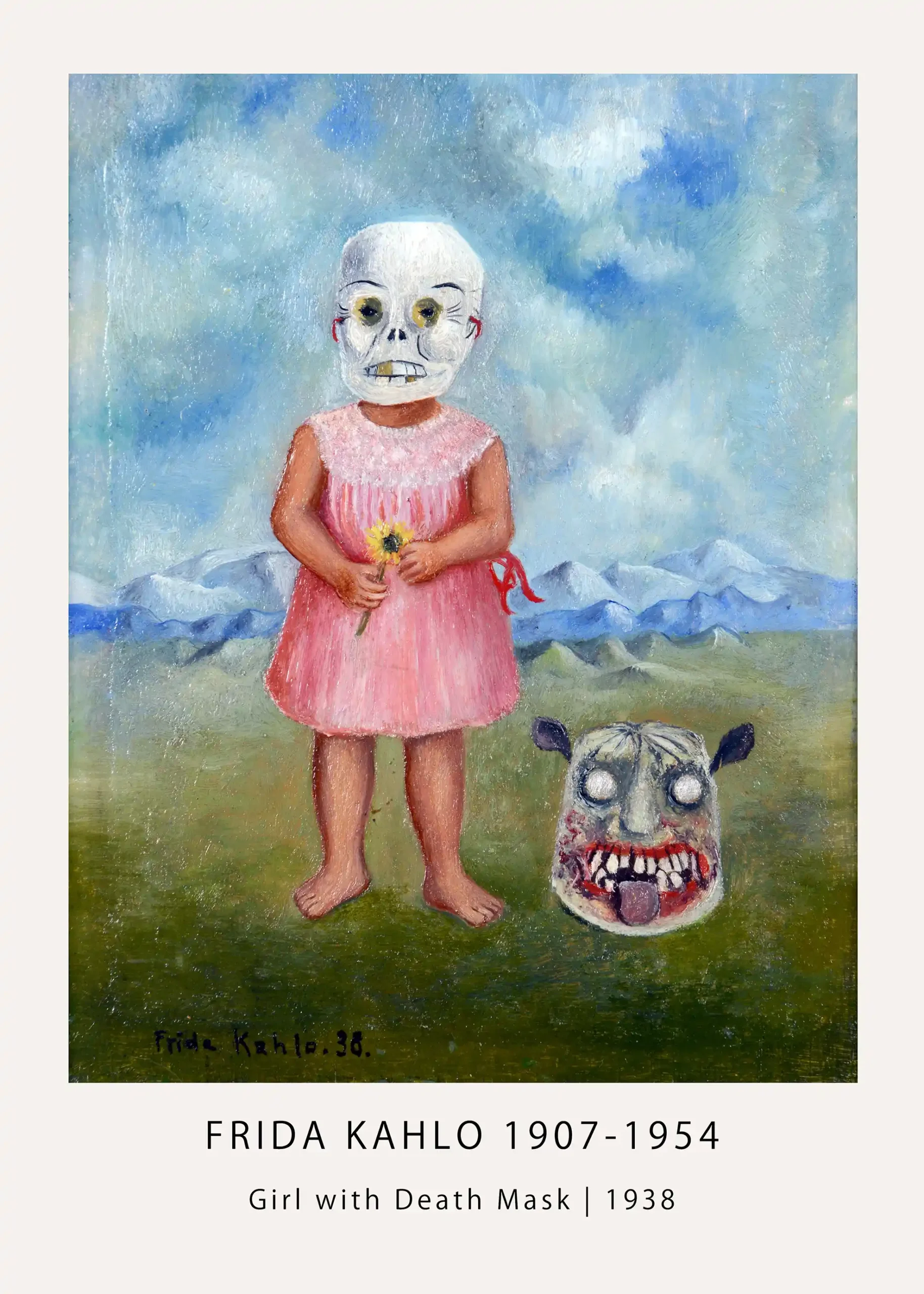 Girl with Death Mask (1938) Frida Kahlo Poster — Wall Art Print
