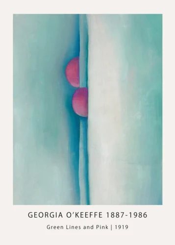 Green Lines and Pink Print, O'Keeffe Abstract Art