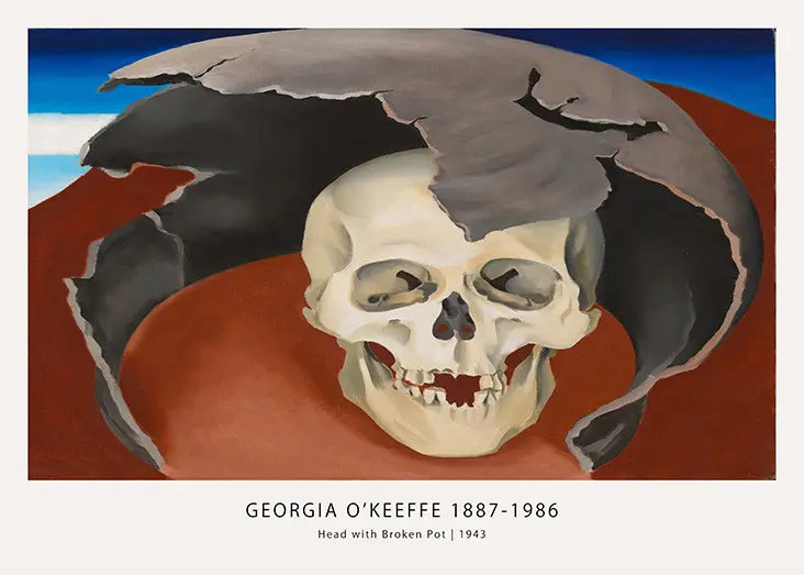 Authentic Georgia O'Keeffe Print - Head With Broken Pot 1943 Desert Art Authentic Georgia O'Keeffe Print - Head With Broken Pot 1943 Desert Art