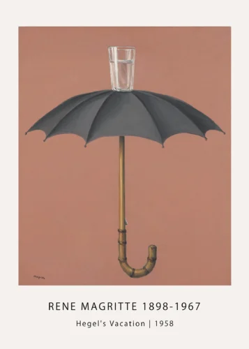 René Magritte Hegel's Holiday Poster, Umbrella Glass Art