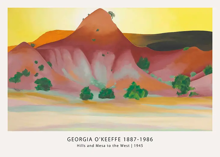 Georgia O'Keeffe Print - Hills And Mesa To The West 1945 Modernist Art Georgia O'Keeffe Print - Hills And Mesa To The West 1945 Modernist Art