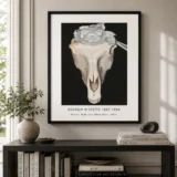 Horse Skull Print, Georgia O'Keeffe White Rose Wall Art Print