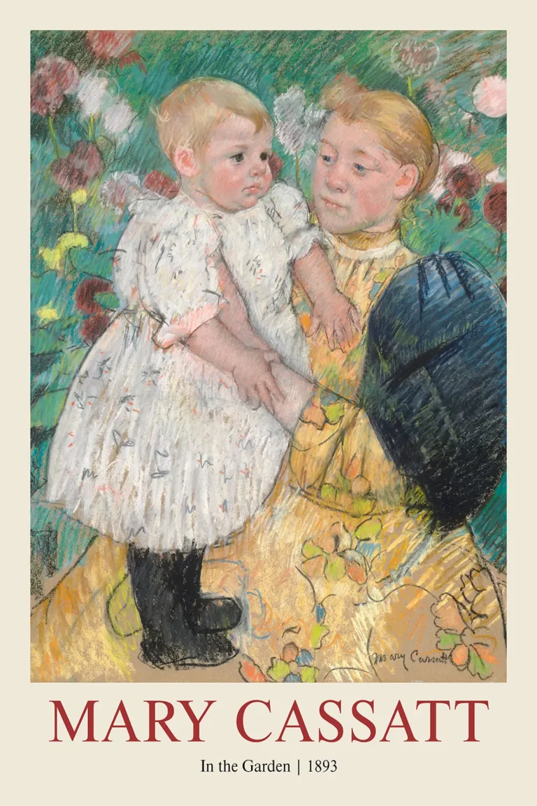 Mary Cassatt Garden 1893 — authentic Mary Cassatt art print featuring a woman and child in a