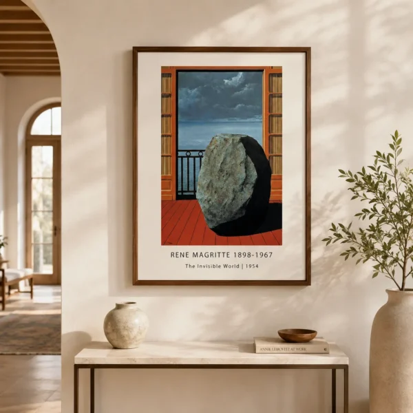 Invisible World Print, Magritte Boulder Balcony Wall Art Print