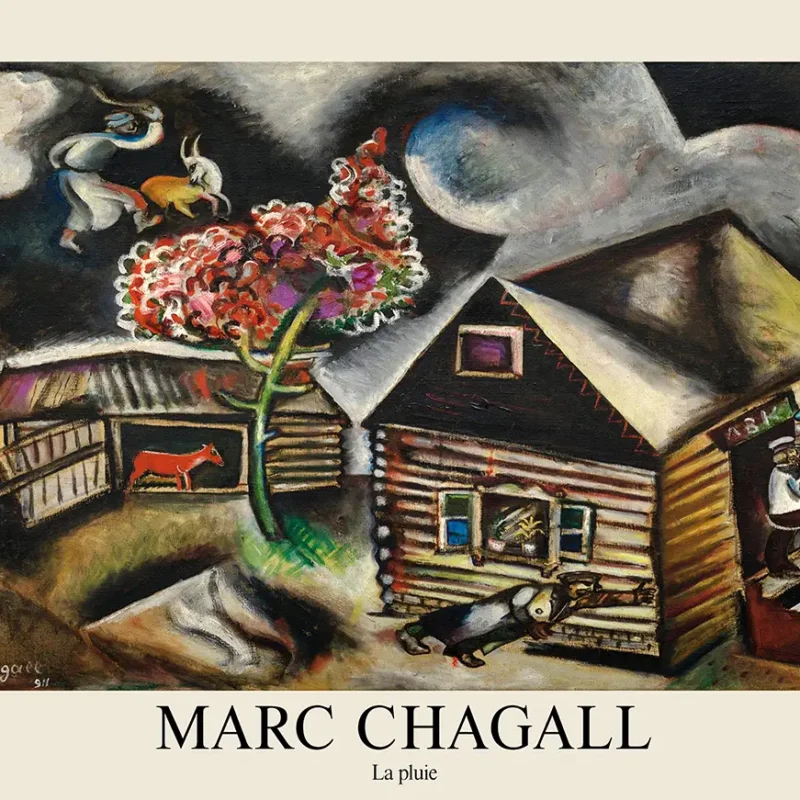 Classic Marc Chagall La pluie - 1911 Surrealist Village Art Print