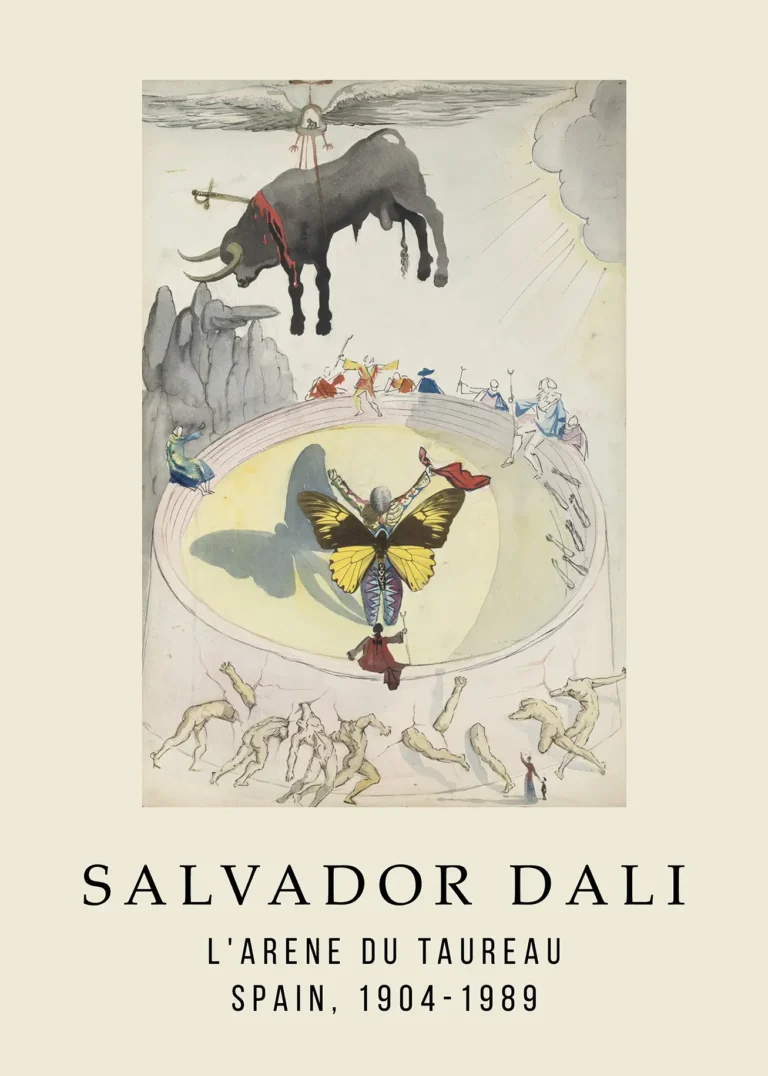 Salvador Dali L'arene du — this surrealist composition features a levitating bull suspended over a