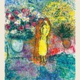 Marc Chagall Le couple aux deux bouquets 1982 Art Print