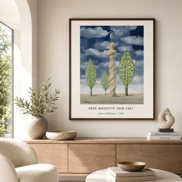 Love of Nature Poster, Magritte Moon and Music Wall Art Print