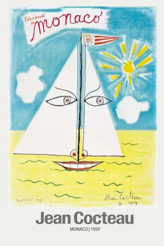 Jean Cocteau Monaco 1959 Sailboat Exhibition Art Print