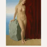 Magritte Magnet Poster, Red Curtain Surrealist Nude Art