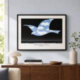 Magritte Bird Print, The Kiss Cloud Ocean Wall Art Print