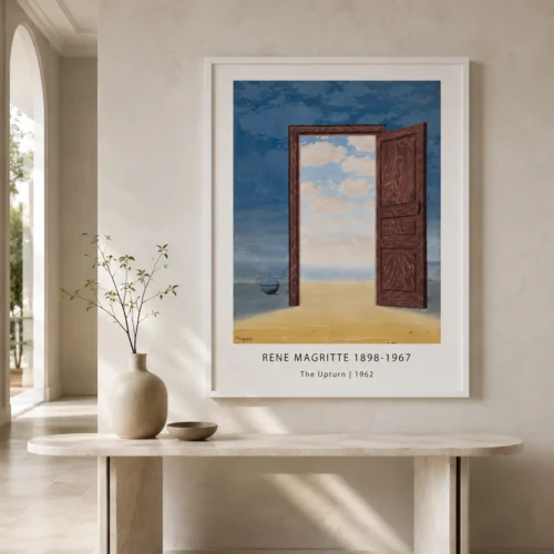 Magritte Door Poster, The Upturn Night and Day Wall Art Print